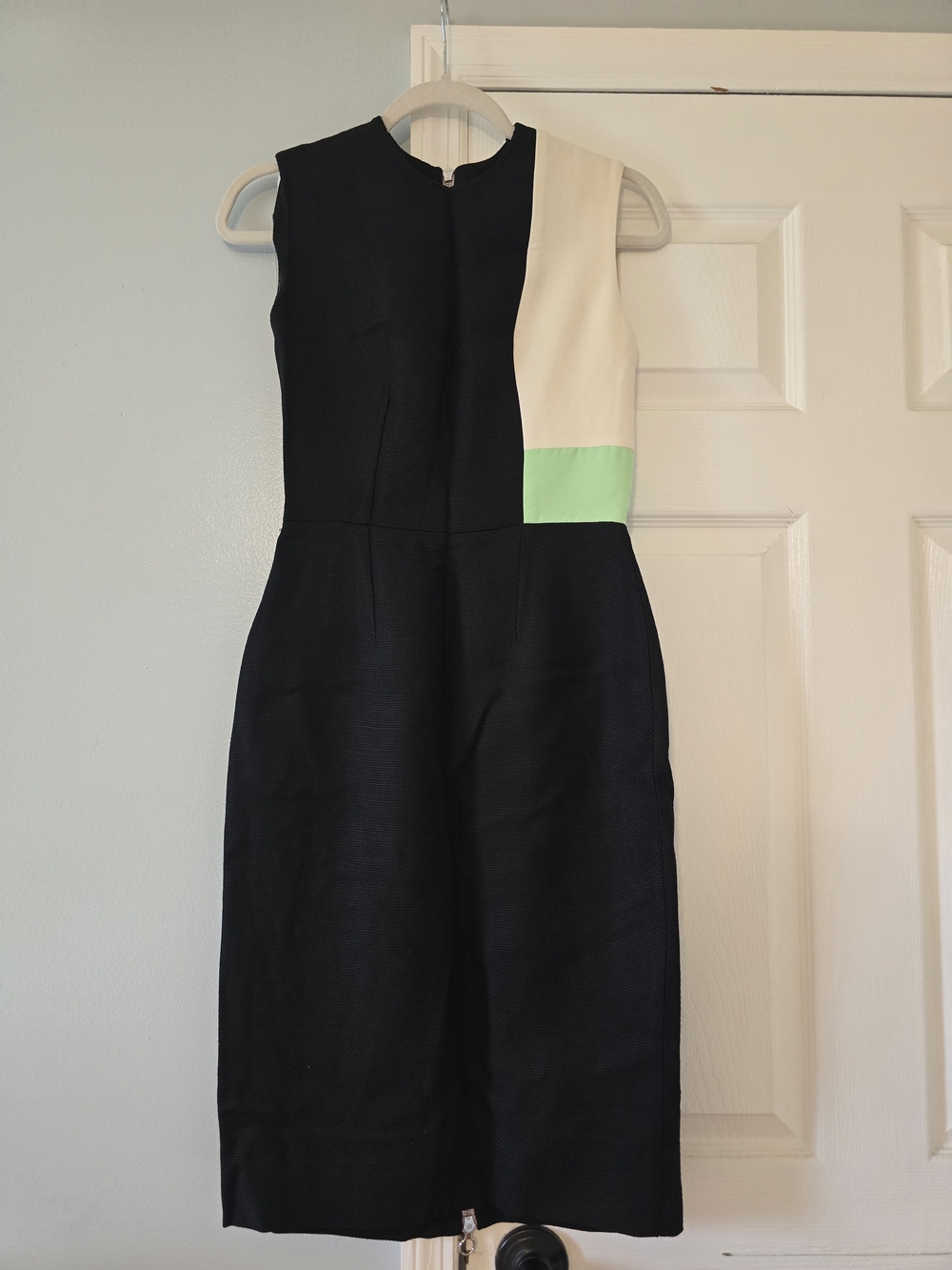 Roksanda Ilincic Black, Cream & Mint Green Colorblock Midi Dress